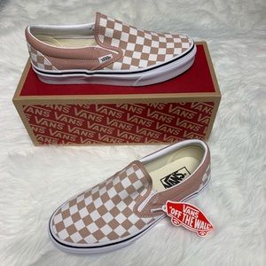 Mauve Checkerboard Slip-On Vans